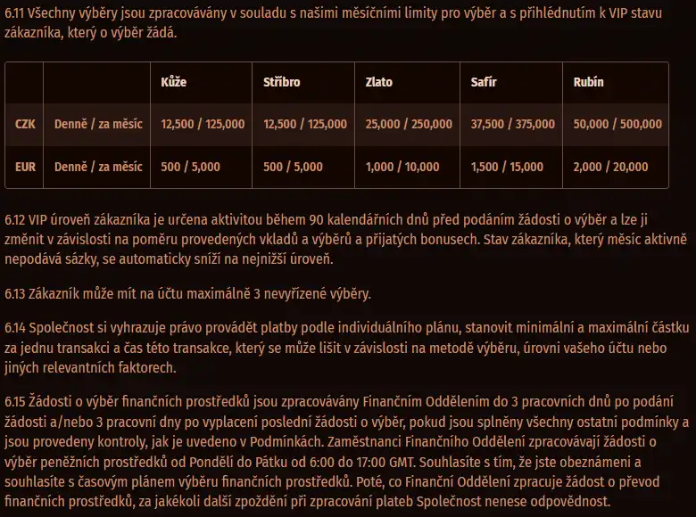 Westace výběry: CZK limity, zpracování a KYC
